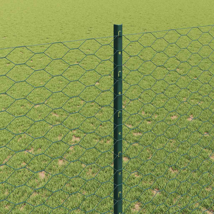 Recinzione con pali. Verde 1.5 x 50 m Acciaio 3336766