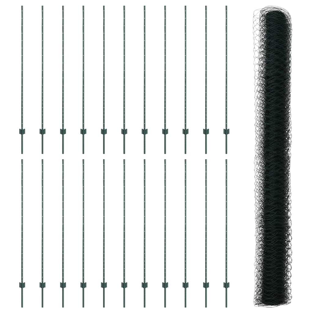 Recinzione con pali. Verde 1.5 x 50 m Acciaio 3336767