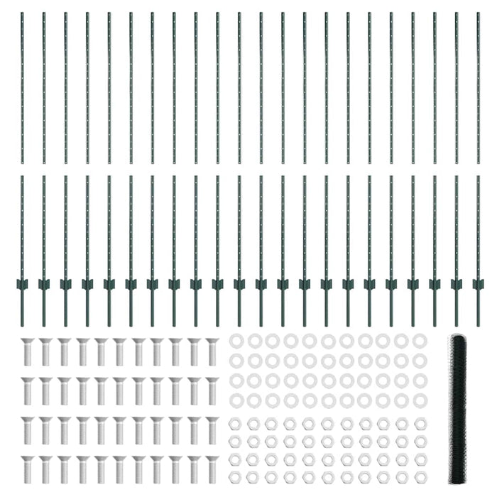Recinzione con pali. Verde 1.5 x 50 m Acciaio 3336767