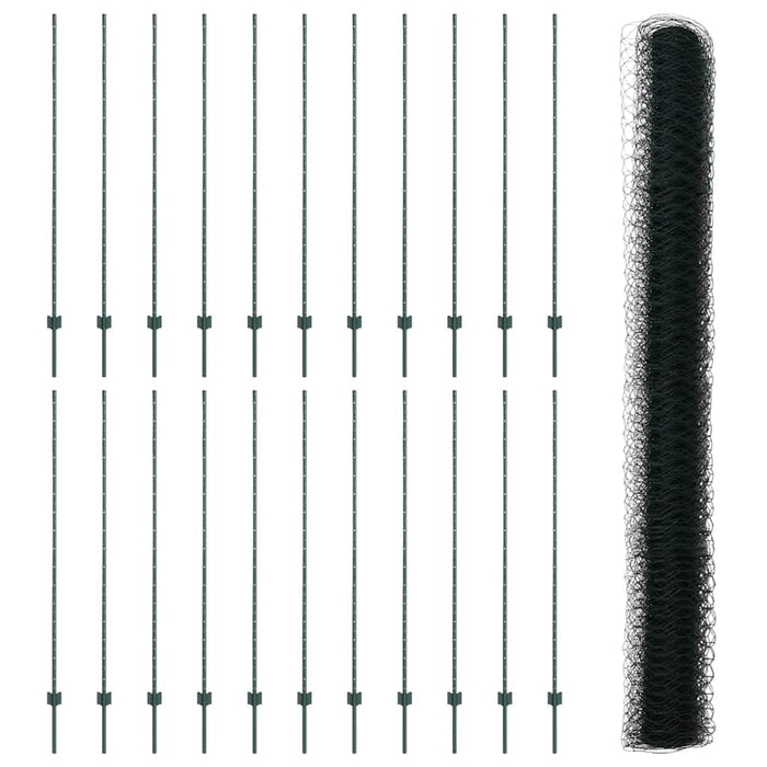 Recinzione con pali. Verde 1.6 x 50 m Acciaio 3336771