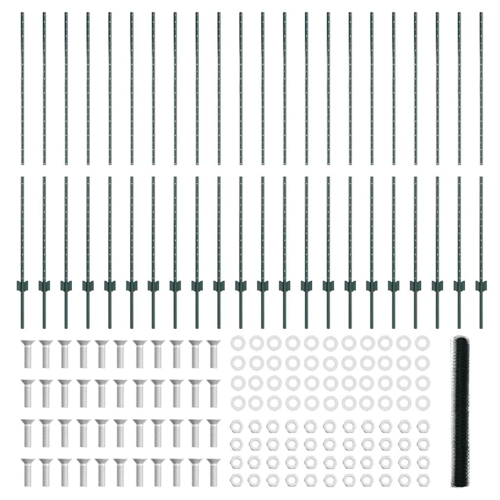 Recinzione con pali. Verde 1.6 x 50 m Acciaio 3336771