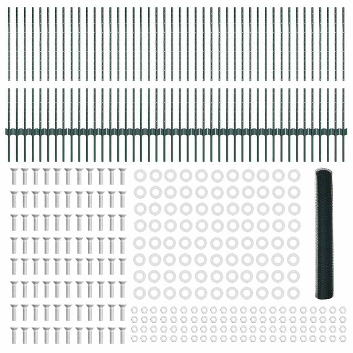 Recinzione con pali. Verde 1 x 100 m Acciaio 3336789