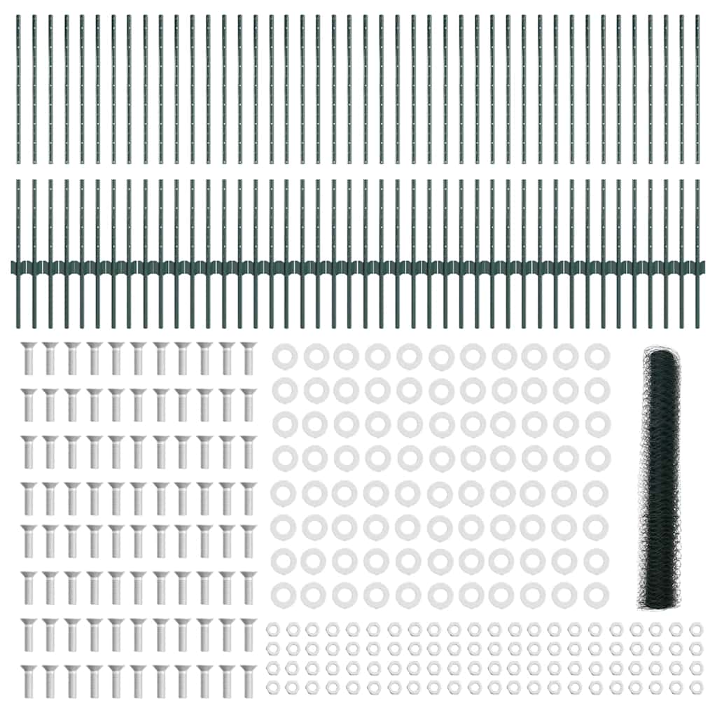 Recinzione con pali. Verde 1 x 100 m Acciaio 3336791