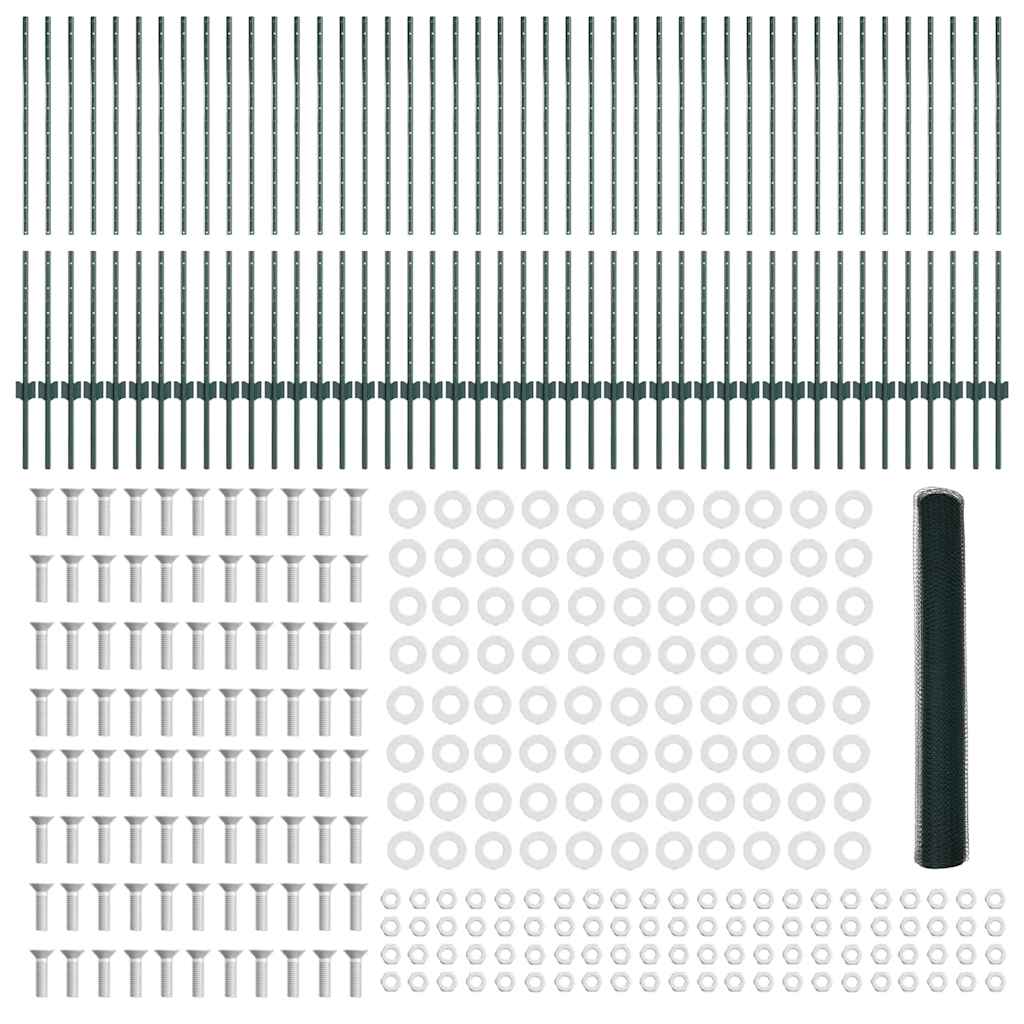 Recinzione con pali. Verde 1.2 x 100 m Acciaio 3336793