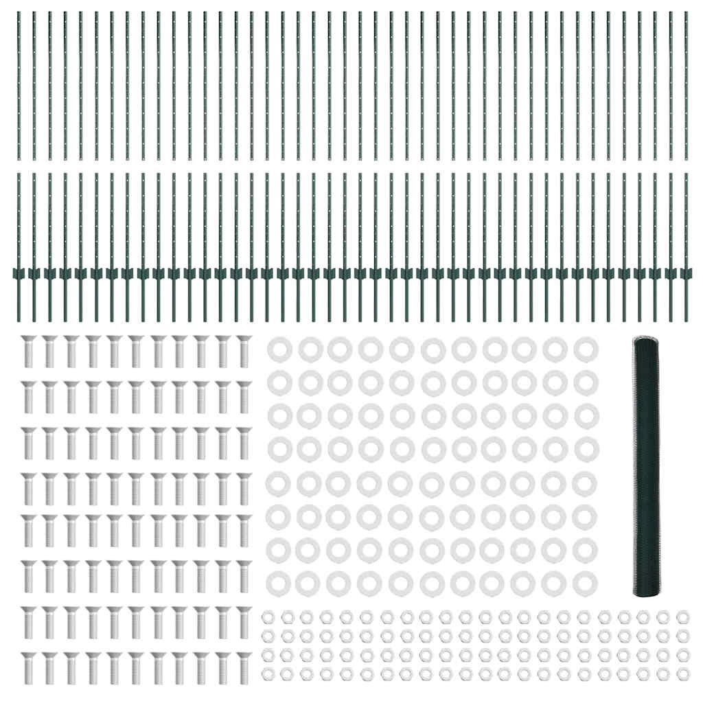 Recinzione con pali. Verde 1.4 x 100 m Acciaio 3336796