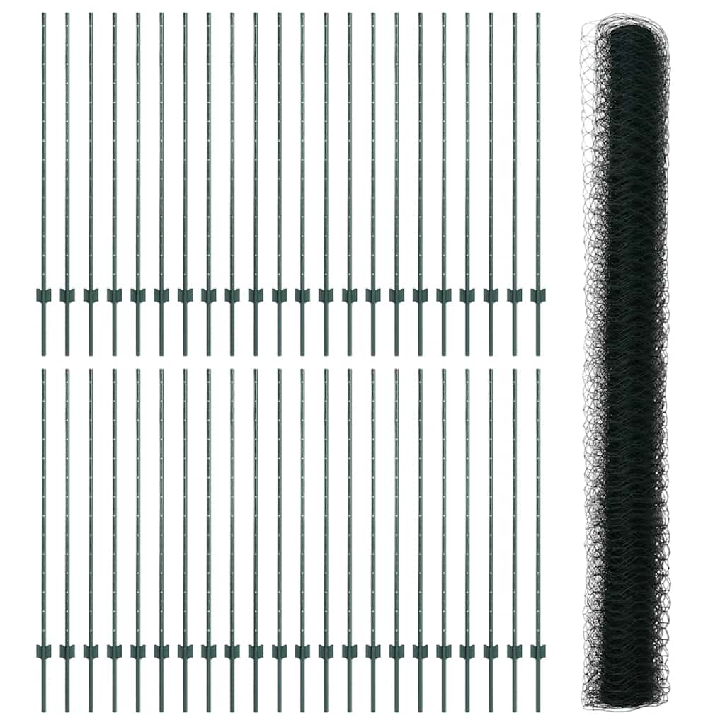 Recinzione con pali. Verde 1.4 x 100 m Acciaio 3336798