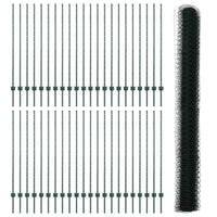 Recinzione con pali. Verde 1.4 x 100 m Acciaio 3336798