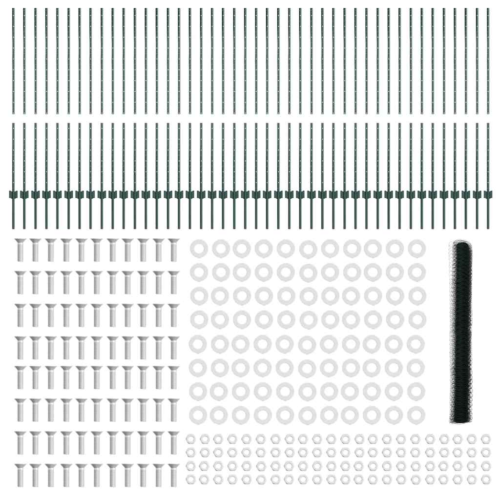 Recinzione con pali. Verde 1.4 x 100 m Acciaio 3336798