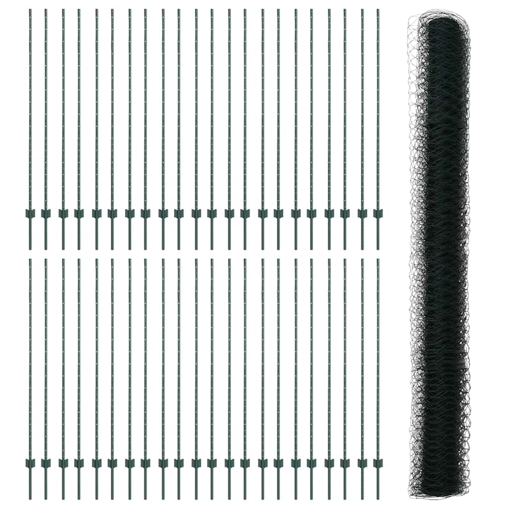 Recinzione con pali. Verde 1.5 x 100 m Acciaio 3336801