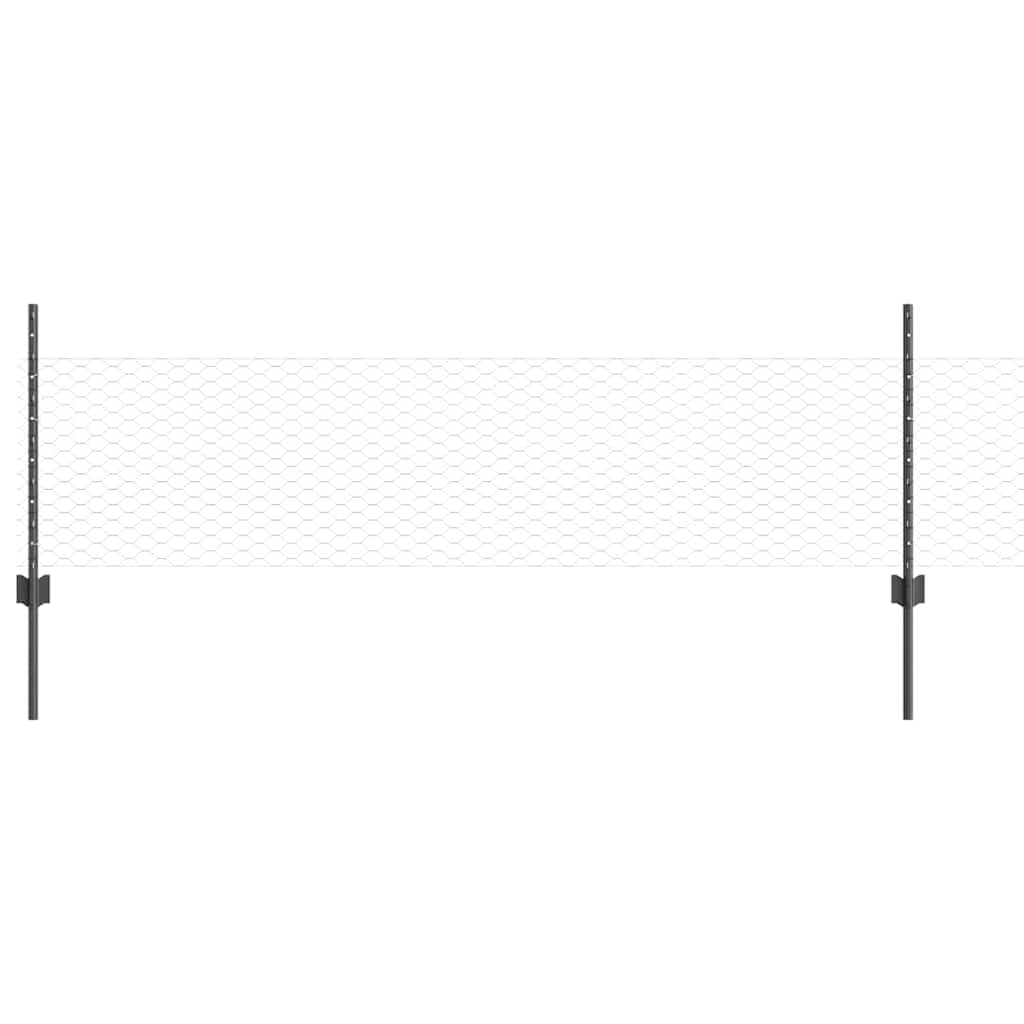 Recinzione con pali. Grigio 0.5 x 10 m Acciaio 3336811