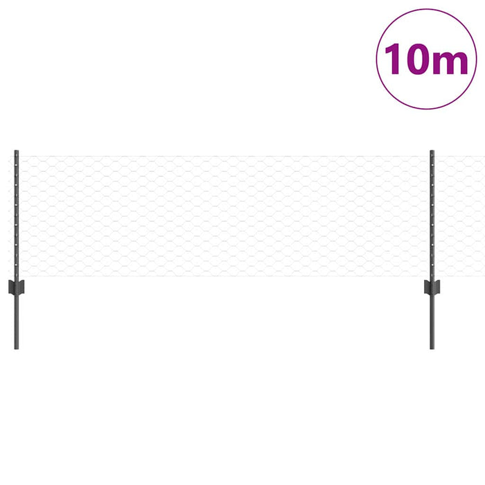 Recinzione con pali. Grigio 0.6 x 10 m Acciaio 3336816