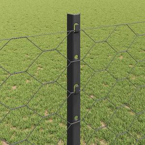 Recinzione con pali. Grigio 1.2 x 10 m Acciaio 3336828