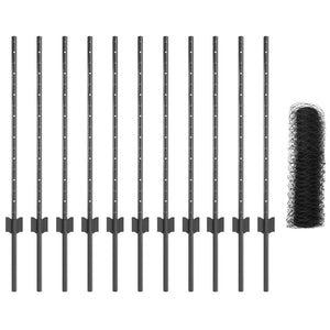 Recinzione con pali. Grigio 0.8 x 25 m Acciaio 3336856