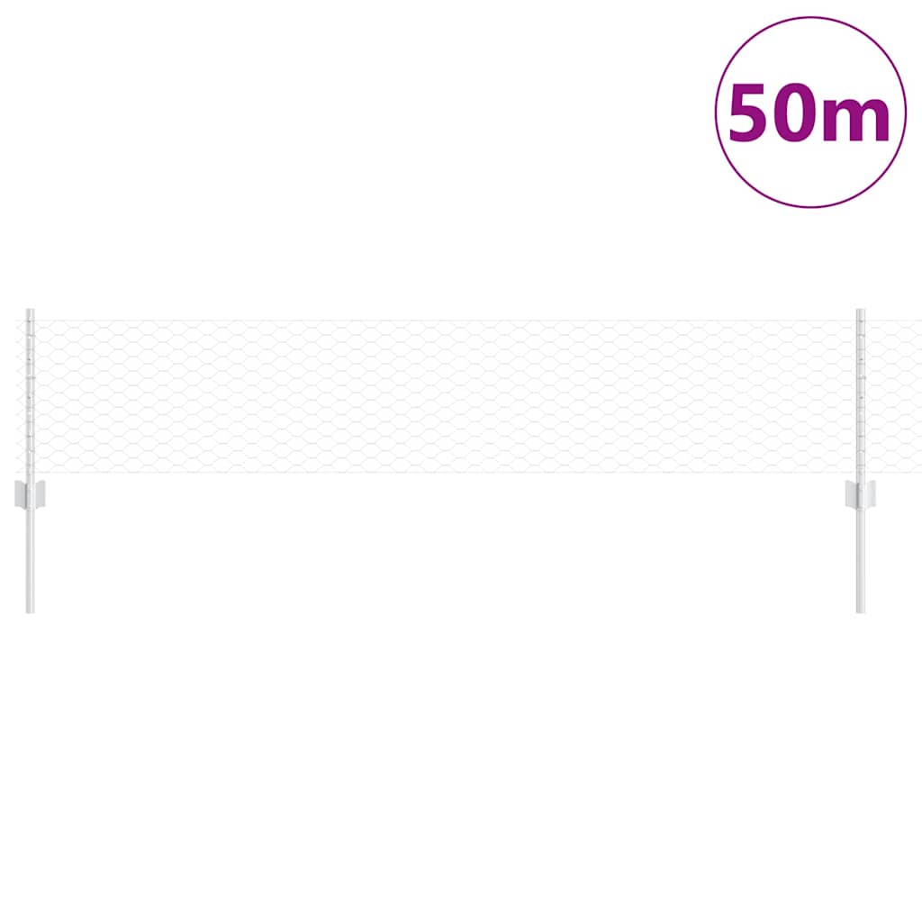 Recinzione con pali. Grigio 0.4 x 50 m Acciaio 3336879