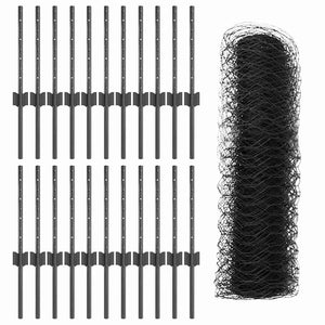 Recinzione con pali. Grigio 0.4 x 50 m Acciaio 3336880