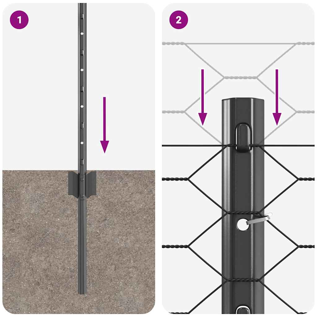 Recinzione con pali. Grigio 0.4 x 50 m Acciaio 3336880
