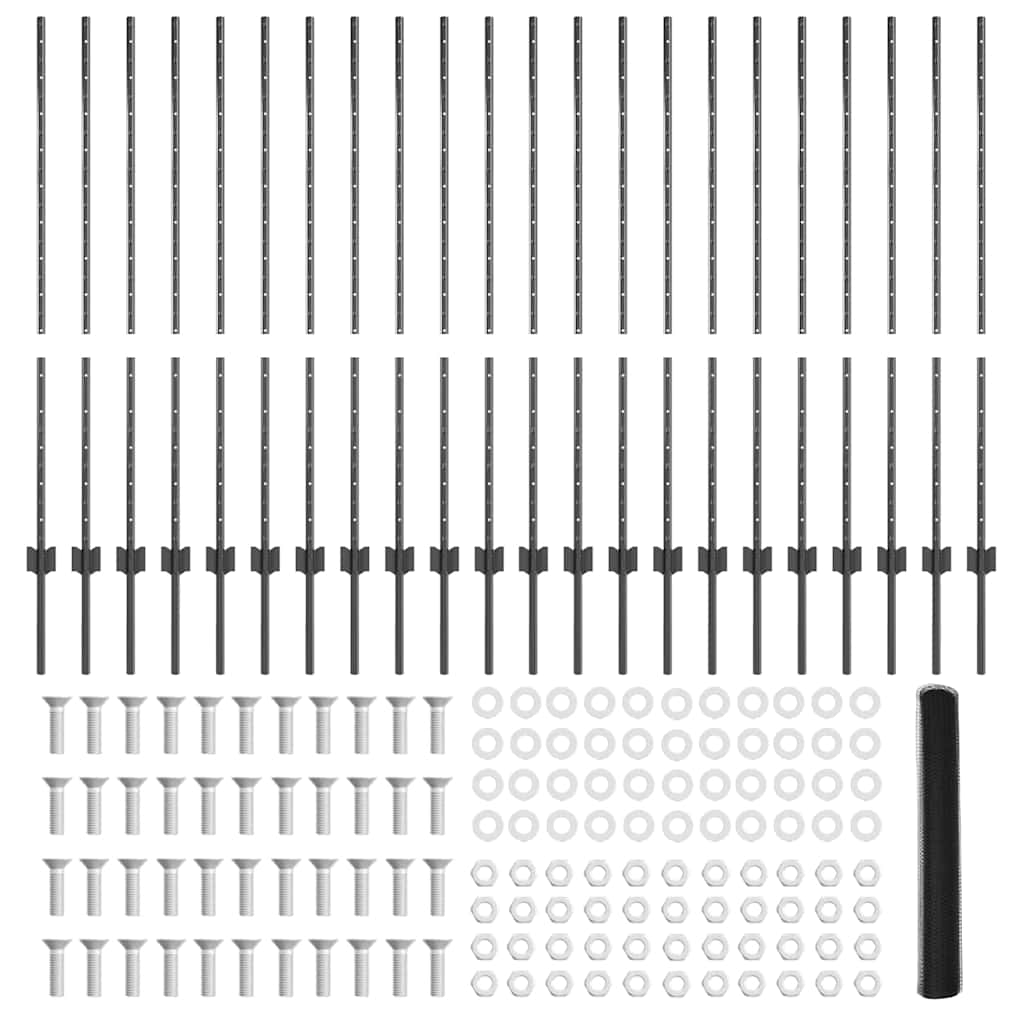 Recinzione con pali. Grigio 1.2 x 50 m Acciaio 3336898