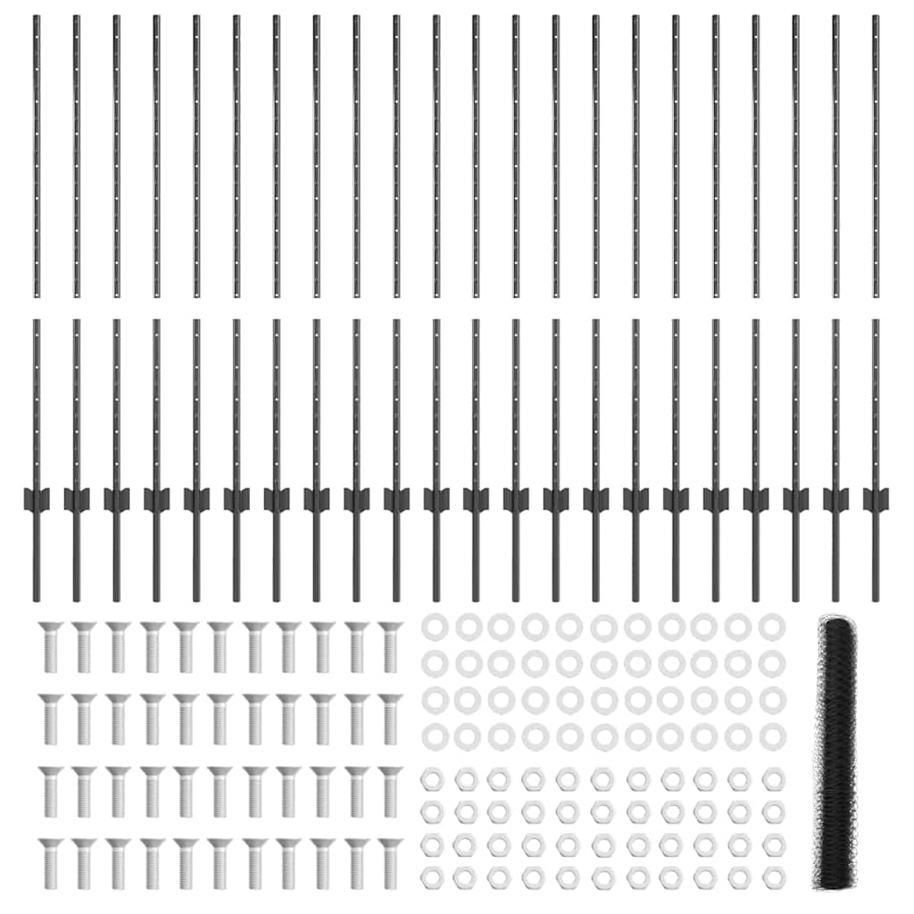 Recinzione con pali. Grigio 1.2 x 50 m Acciaio 3336899