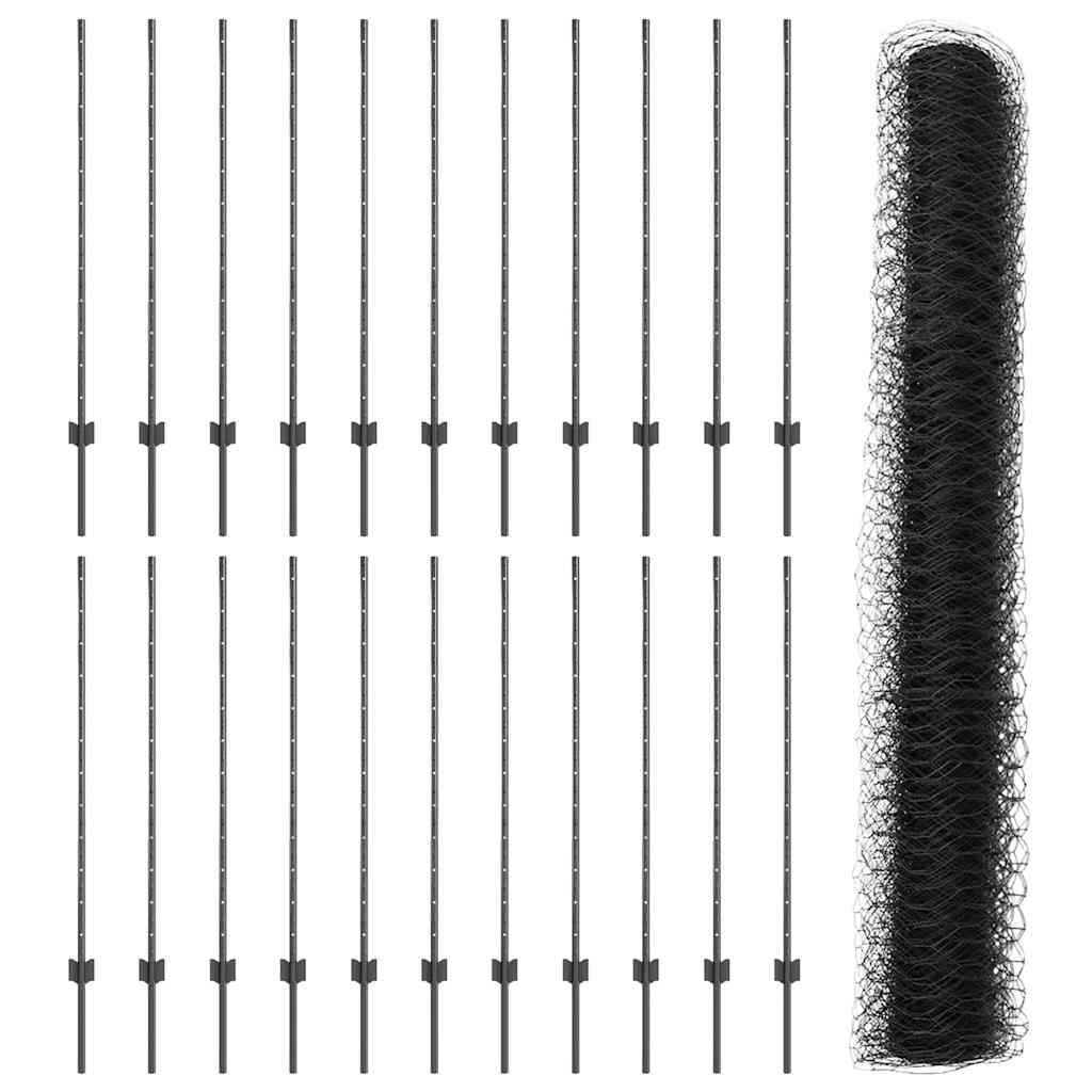 Recinzione con pali. Grigio 1.2 x 50 m Acciaio 3336900