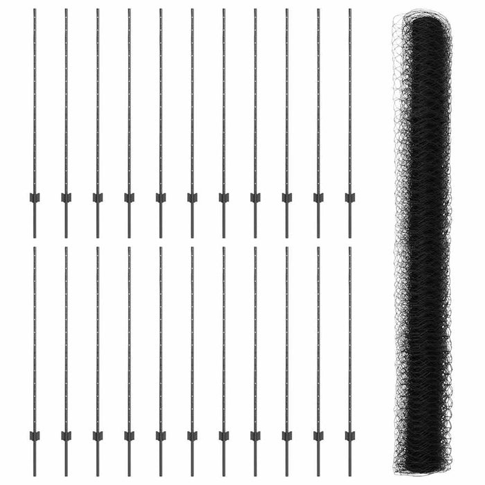 Recinzione con pali. Grigio 1.4 x 50 m Acciaio 3336903