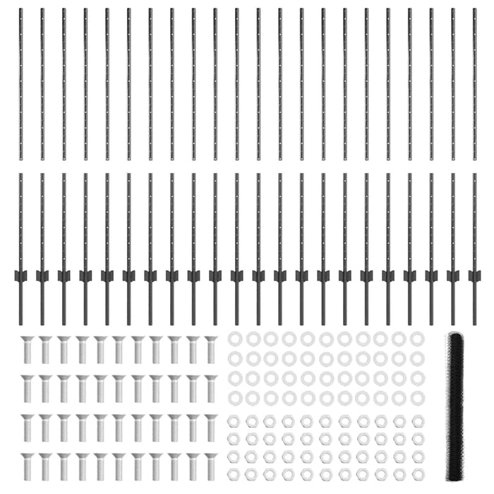 Recinzione con pali. Grigio 1.4 x 50 m Acciaio 3336903