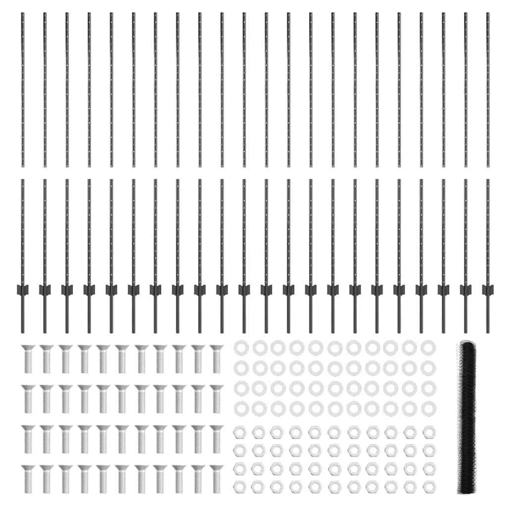 Recinzione con pali. Grigio 1.5 x 50 m Acciaio 3336908