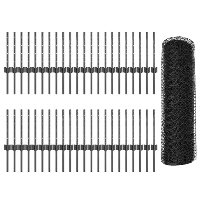 Recinzione con pali. Grigio 0.4 x 100 m Acciaio 3336914