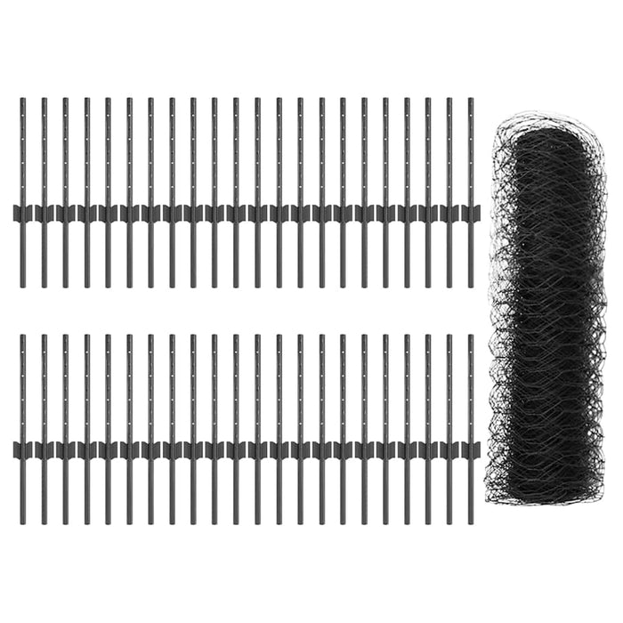 Recinzione con pali. Grigio 0.4 x 100 m Acciaio 3336915