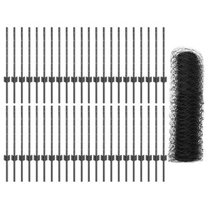 Recinzione con pali. Grigio 0.6 x 100 m Acciaio 3336923