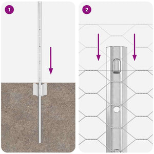Recinzione con pali. Argento 0.4 x 10 m Acciaio 3336947