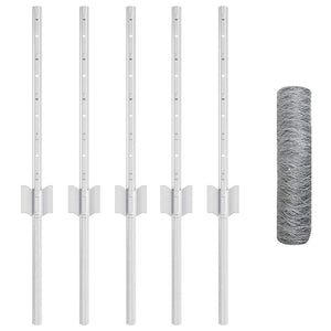 Recinzione con pali. Argento 0.4 x 10 m Acciaio 3336948