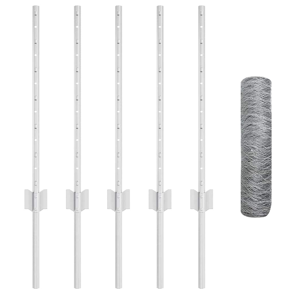 Recinzione con pali. Argento 0.5 x 10 m Acciaio 3336953