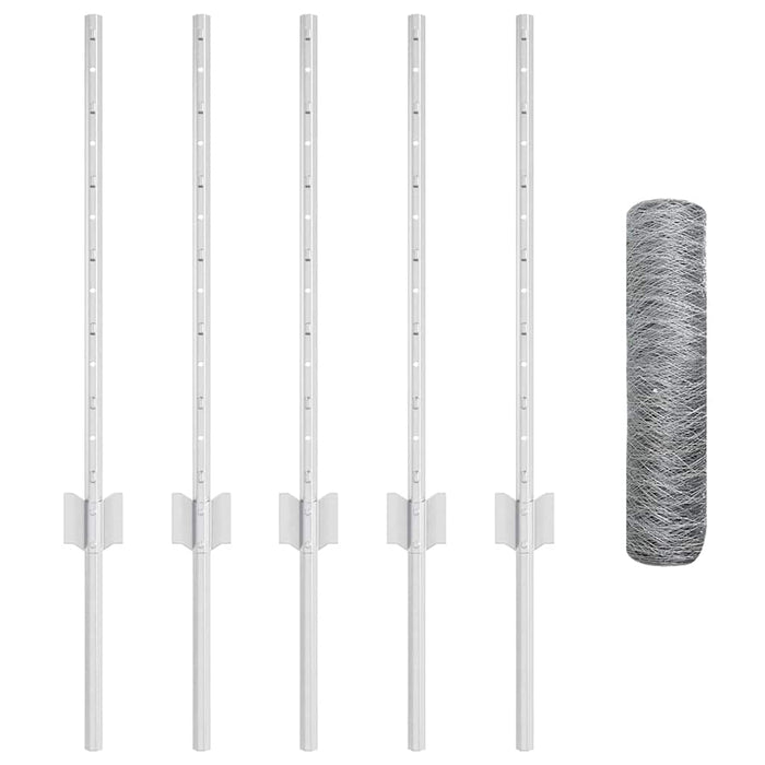 Recinzione con pali. Argento 0.5 x 10 m Acciaio 3336953