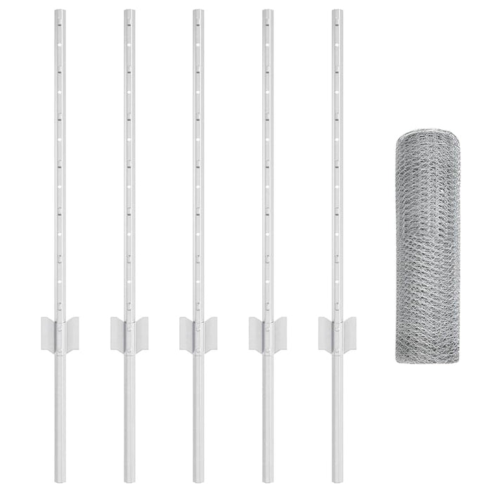 Recinzione con pali. Argento 0.6 x 10 m Acciaio 3336954