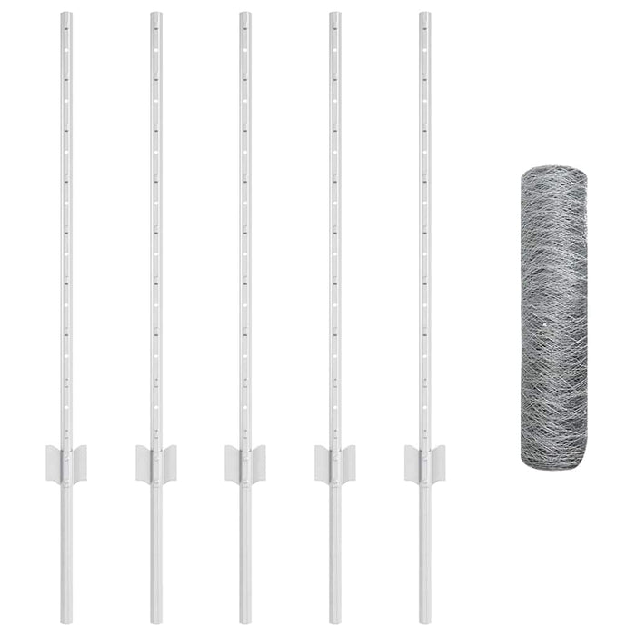 Recinzione con pali. Argento 0.8 x 10 m Acciaio 3336961