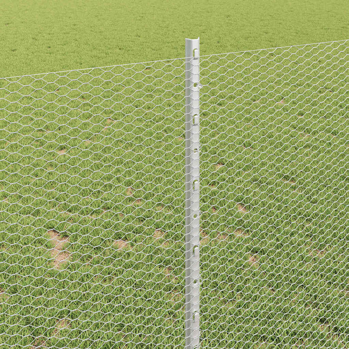 Recinzione con pali. Argento 1 x 10 m Acciaio 3336962