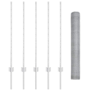 Recinzione con pali. Argento 1 x 10 m Acciaio 3336962