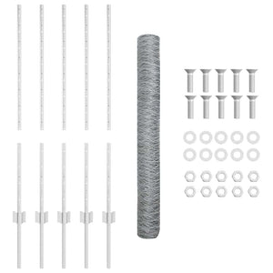 Recinzione con pali. Argento 1 x 10 m Acciaio 3336965