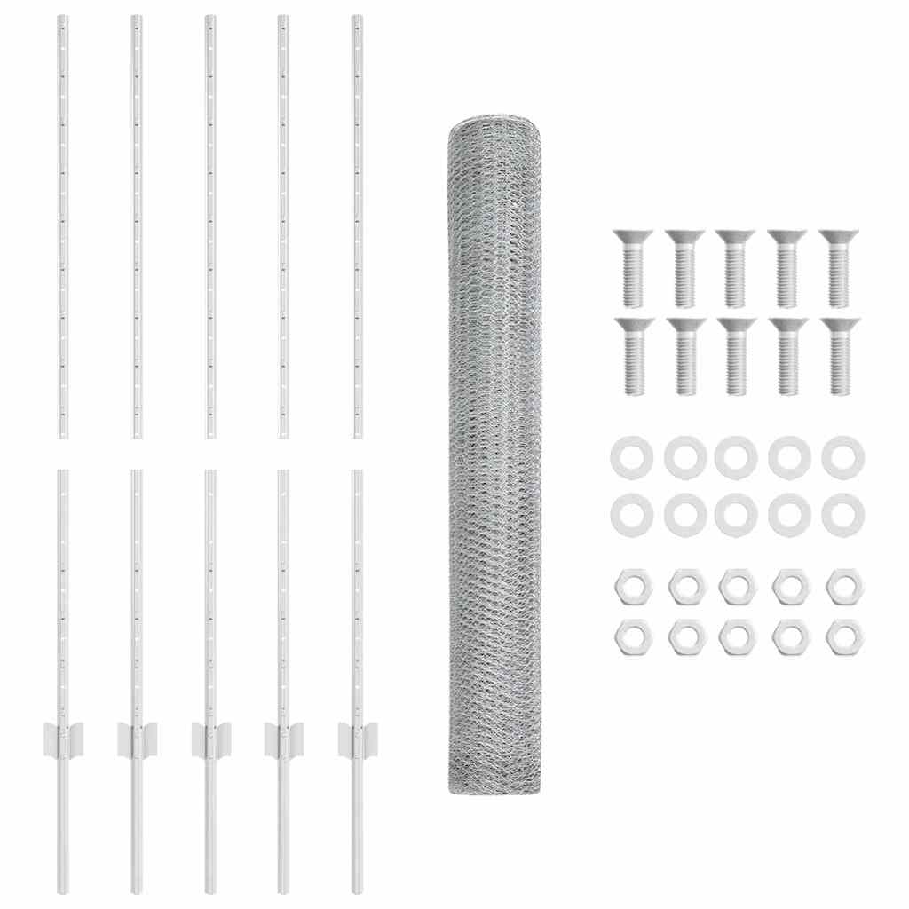 Recinzione con pali. Argento 1.2 x 10 m Acciaio 3336967