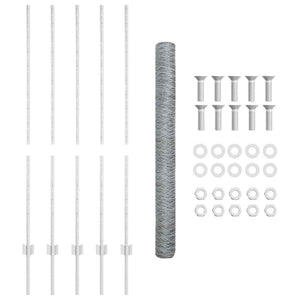 Recinzione con pali. Argento 1.4 x 10 m Acciaio 3336972