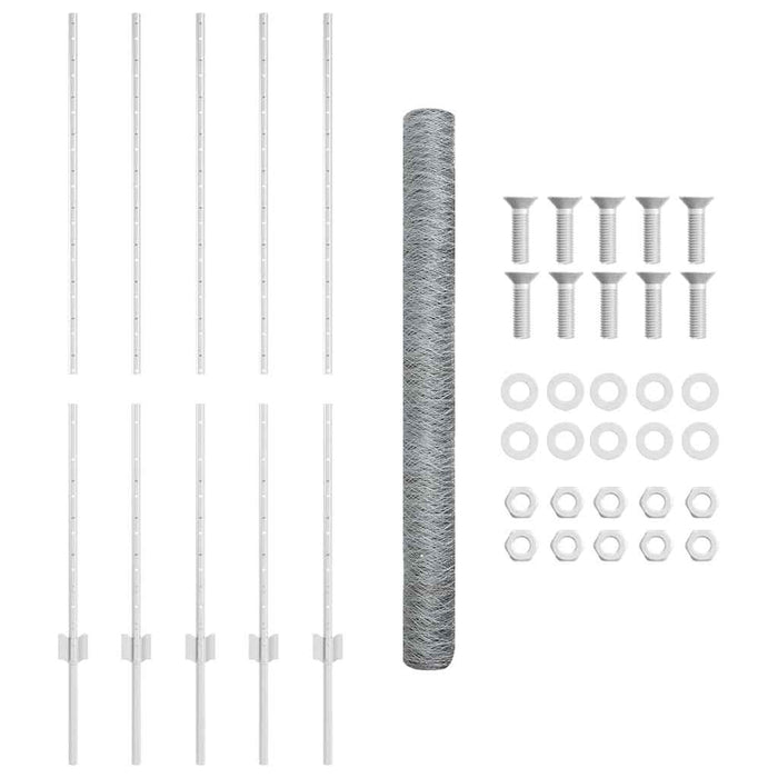 Recinzione con pali. Argento 1.4 x 10 m Acciaio 3336972
