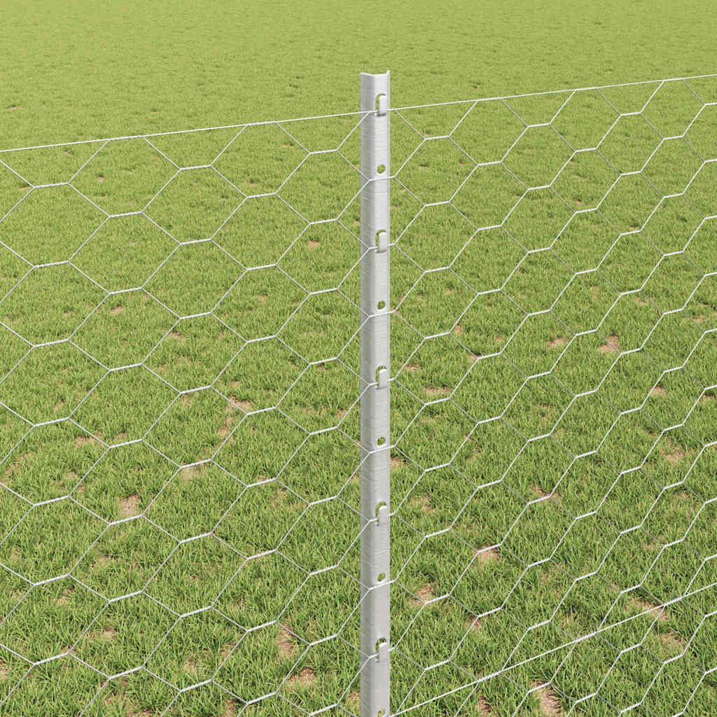 Recinzione con pali. Argento 1.4 x 10 m Acciaio 3336973