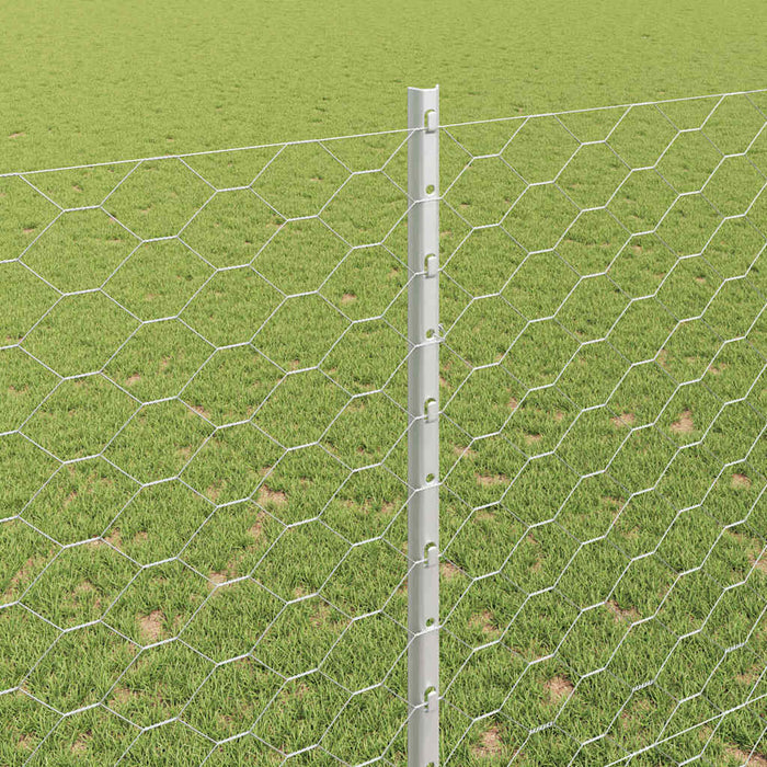 Recinzione con pali. Argento 1.5 x 10 m Acciaio 3336977