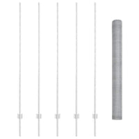 Recinzione con pali. Argento 1.6 x 10 m Acciaio 3336978