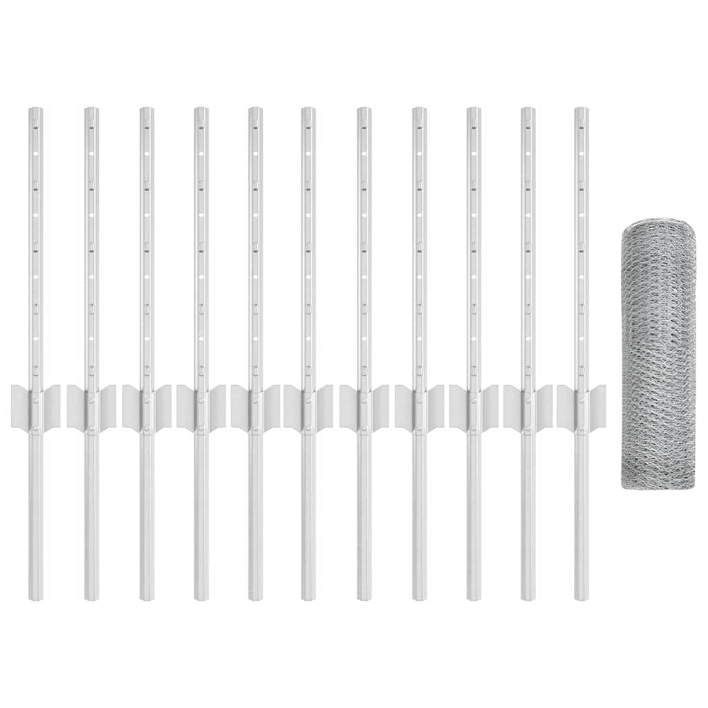 Recinzione con pali. Argento 0.4 x 25 m Acciaio 3336982