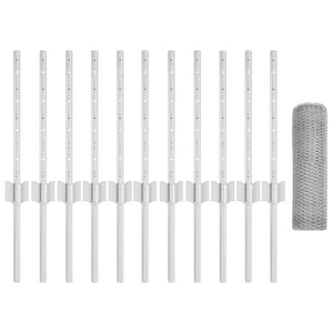 Recinzione con pali. Argento 0.4 x 25 m Acciaio 3336982