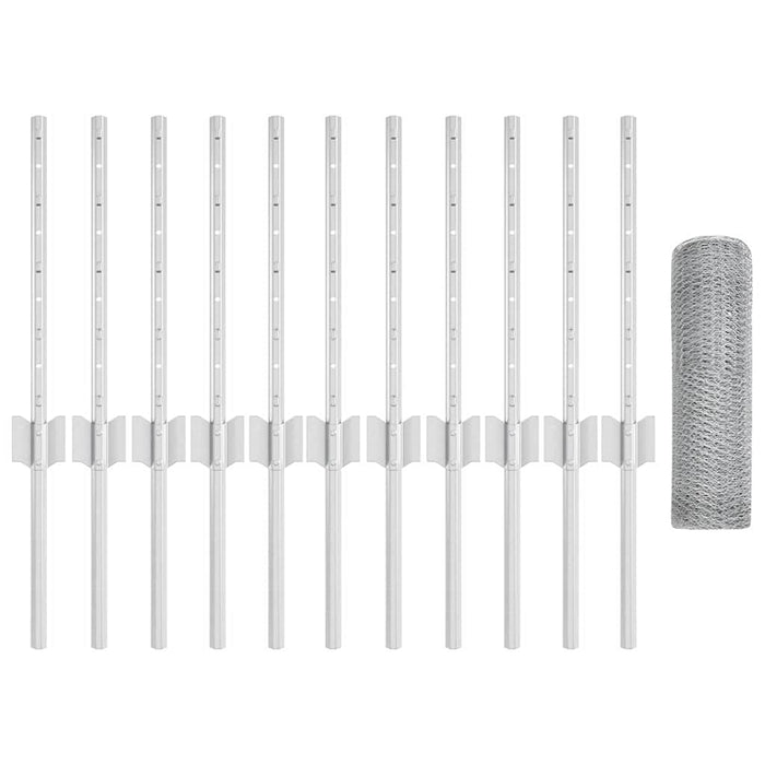 Recinzione con pali. Argento 0.4 x 25 m Acciaio 3336982