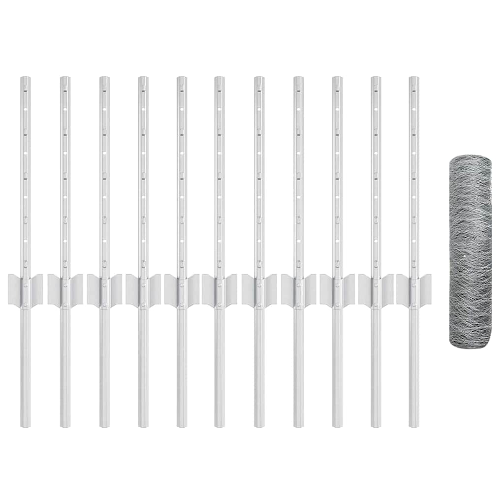 Recinzione con pali. Argento 0.4 x 25 m Acciaio 3336984