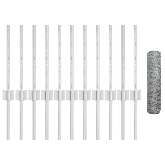 Recinzione con pali. Argento 0.4 x 25 m Acciaio 3336984