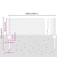Recinzione con pali. Argento 0.4 x 25 m Acciaio 3336984